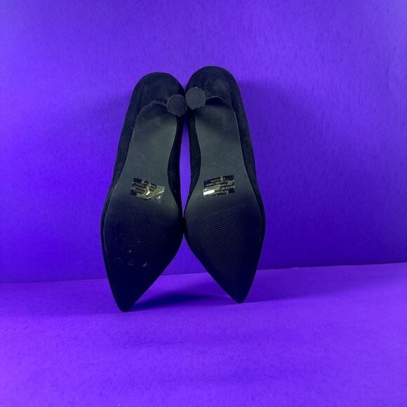 HALSTON Women's Black Suede Sicily Closed Toe Mary Jane Pumps Shoe Size 11-NEW - Picture 5 of 6